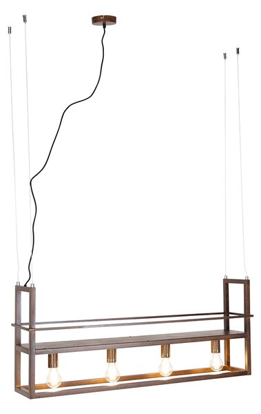 Lampada a sospensione intelligente marrone ruggine con ripiano incl. 4 Wifi A60 - Cage Rack