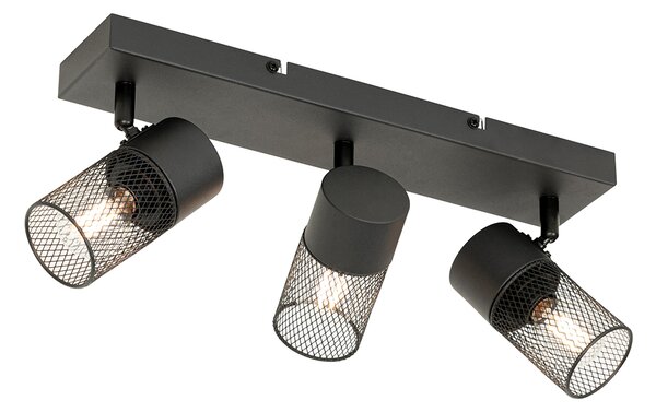 Faretto da soffitto industriale nero 3 luci orientabile - Jim