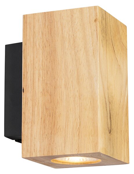 Applique da parete rustica in legno quadrata 2 luci - Sandy