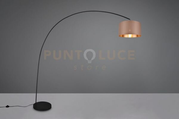 Mansur piantana metallo nero ad arco con paralume tortora ed oro h