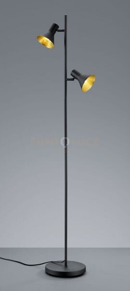 Nina piantana attacco e14 diffusori metallo nero + oro h.144cm 2 luci