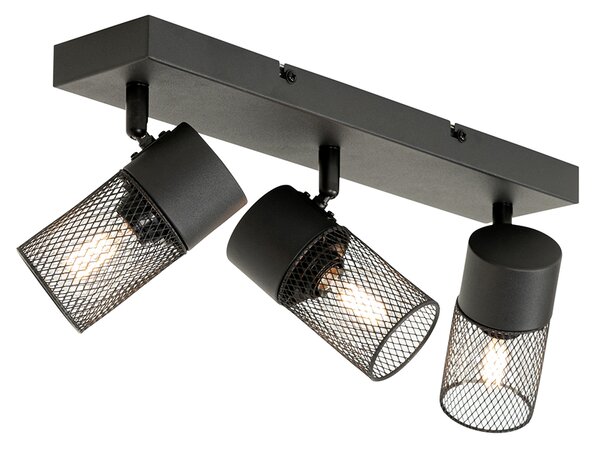 Faretto da soffitto industriale nero 3 luci orientabile - Jim