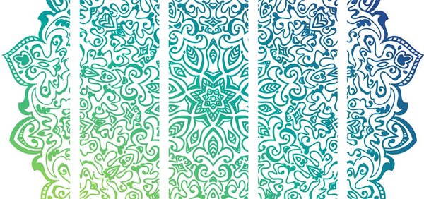 Quadri 5 pezzi – Mandala verde blu