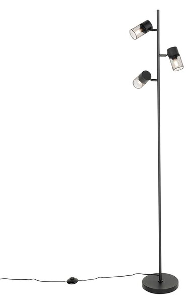 Lampada da terra industriale nera 3 luci - Jim