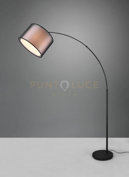 Burton piantana ad arco metallo nero paralume bianco e diffusore es