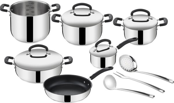 LAGOSTINA Batteria Pentole Induzione 13 Pezzi Antiaderenti con Accessori in Acciaio Inox 18/10 - Pratica