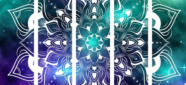 Quadri 5 pezzi – Mandala moderna con motivo orientale
