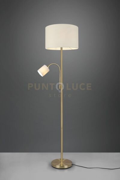 Hotel piantana ottone satinato con lampada da lettura paralumi bian
