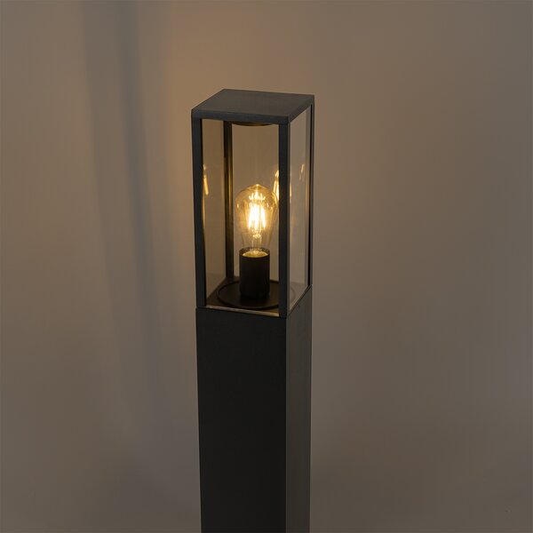 Lampada da esterno a stelo nera con vetro fumé 80 cm IP44 - Charlois