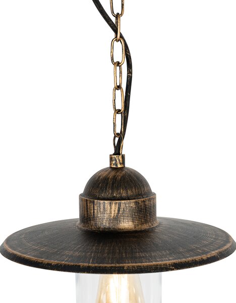 Lampada a sospensione da esterno rustica oro antico IP44 - Kansas