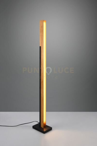 Kerala piantana led 16w 1950lm, 3000k legno naturale e metallo nero