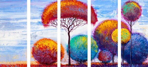 Quadri 5 pezzi – Foresta autunnale