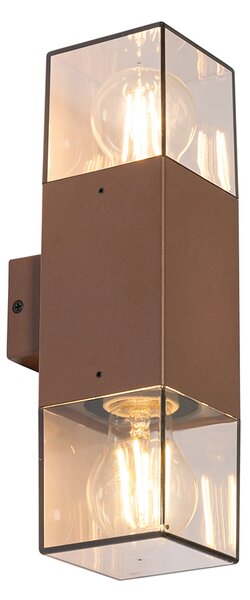 Lampada da parete per esterni marrone ruggine con paralume fumé 2 luci IP44 - Denmark