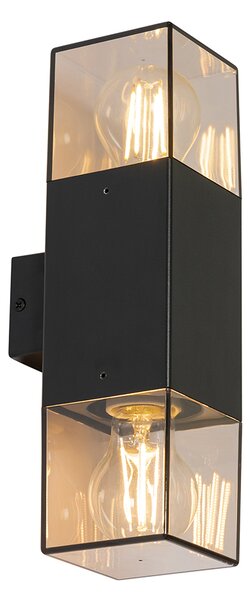 Lampada da parete per esterni nera con paralume fumé 2 luci IP44 - Denmark