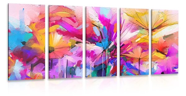 Quadri 5 pezzi – Fiori colorati astratti
