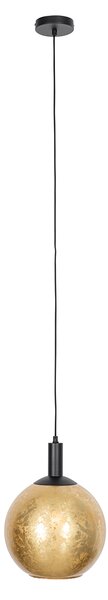 Lampada a sospensione di design nera con vetro dorato - Bert