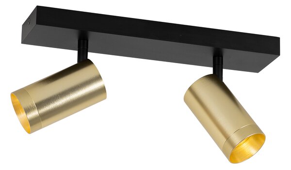 Faretto da soffitto nero con oro regolabile 2 luci - Jeana Luxe