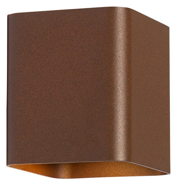 Applique da parete moderna marrone ruggine con LED IP54 quadrata - Evi
