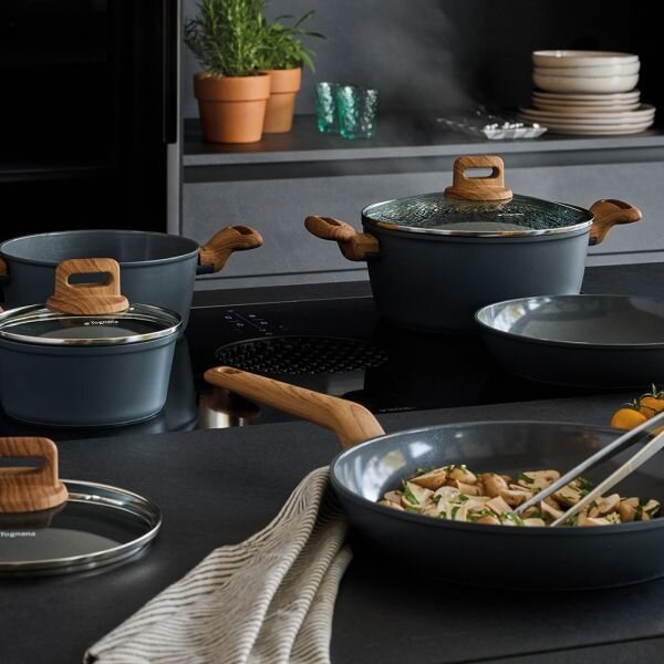 Tognana Batteria Pentole Induzione 8 Pezzi Antiaderenti in Alluminio colore Grigio - T-Care My Cooking
