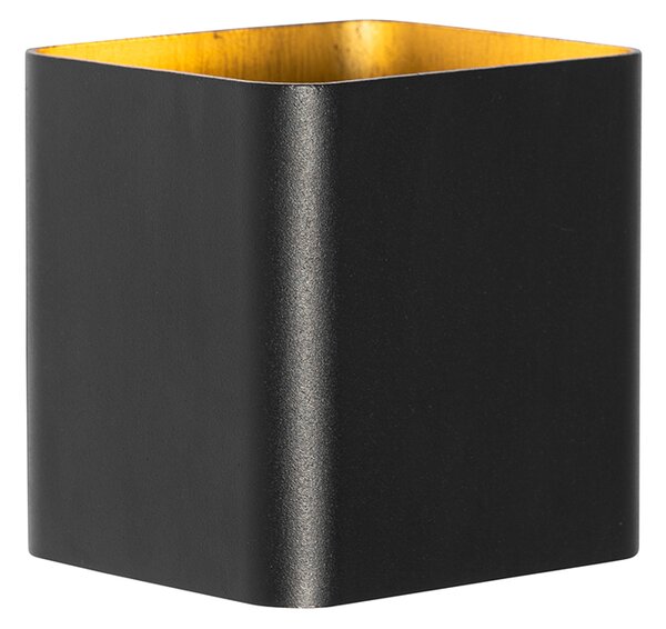 Applique da parete moderna nera con LED IP54 quadrata - Evi