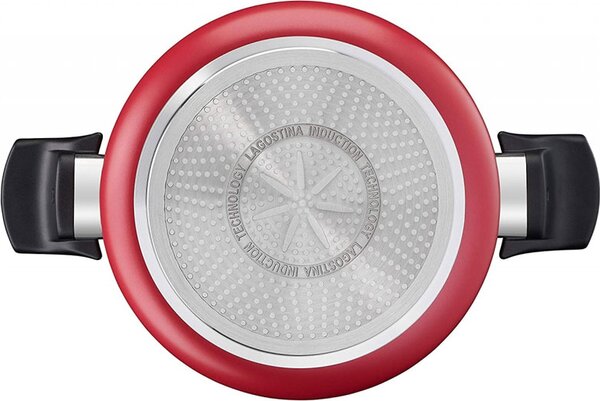 LAGOSTINA Batteria Pentole Induzione 8 Pezzi Antiaderenti in Alluminio colore Nero e Rosso - Cucina Mediterranea