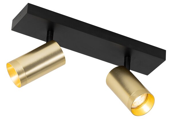 Faretto da soffitto nero con oro regolabile 2 luci - Jeana Luxe
