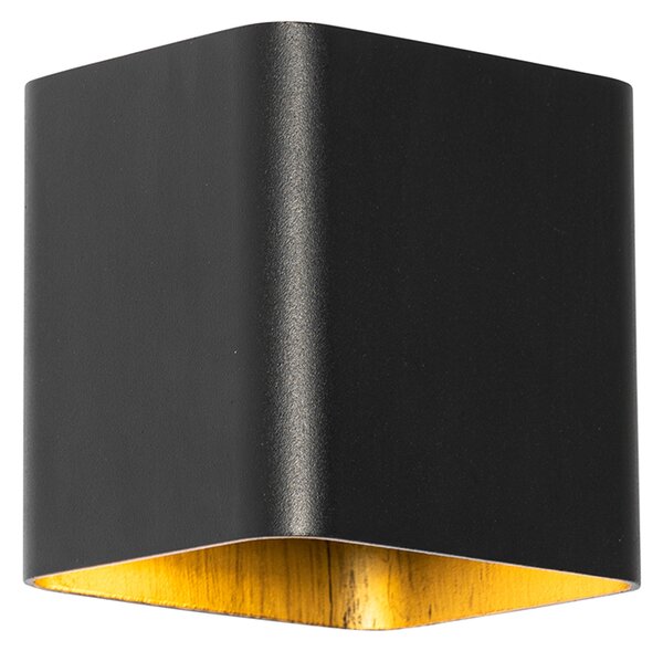 Applique da parete moderna nera con LED IP54 quadrata - Evi