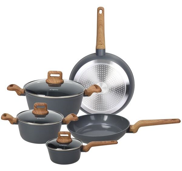 Tognana Batteria Pentole Induzione 8 Pezzi Antiaderenti in Alluminio colore Grigio - T-Care My Cooking