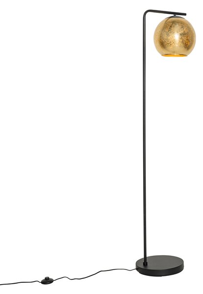 Lampada da terra di design nera con vetro dorato - Bert