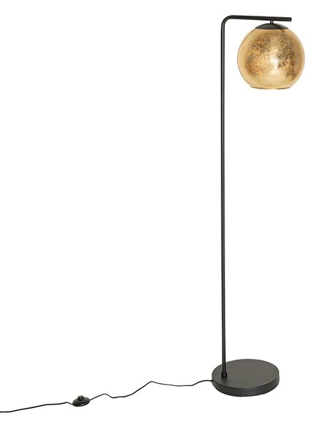 Lampada da terra di design nera con vetro dorato - Bert