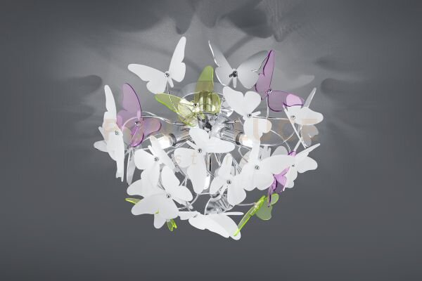 Butterfly plafoniera cromata con farfalle incluso kit colorato e bi