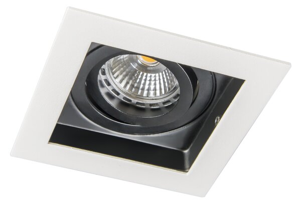 Set di 6 faretti da incasso moderni bianchi con nero regolabili - Carree