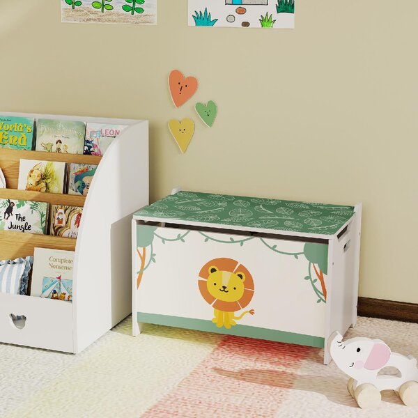 DecHome Baule Portagiochi con Coperchio per Bambini per Giocattoli e Vestiti, 60x37x39 cm colore Verde