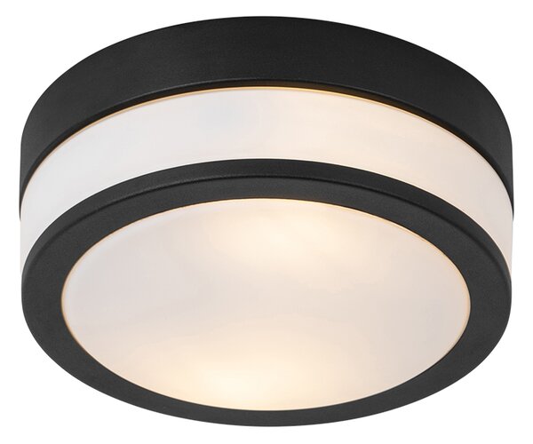 Plafoniera da esterno moderna nera 23 cm IP44 - Flavi