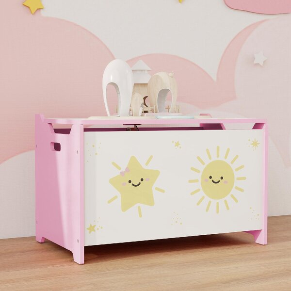 DecHome Baule Portagiochi con Coperchio per Bambini per Giocattoli e Vestiti, 60x37x39 cm colore Rosa