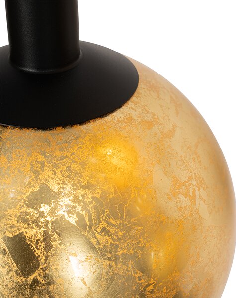 Lampada a sospensione di design nera con vetro dorato 5 luci - Bert