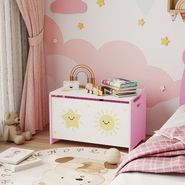 DecHome Baule Portagiochi con Coperchio per Bambini per Giocattoli e Vestiti, 60x37x39 cm colore Rosa