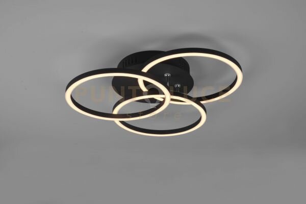 Circle plafoniera led 27w 3200lm, 2700 - 6000k nera 3 cerchi orien