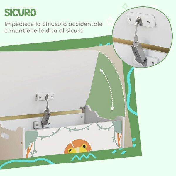 DecHome Baule Portagiochi con Coperchio per Bambini per Giocattoli e Vestiti, 60x37x39 cm colore Verde