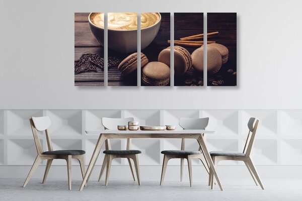 Quadri 5 pezzi – Caffè con macaron al cioccolato