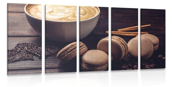 Quadri 5 pezzi – Caffè con macaron al cioccolato