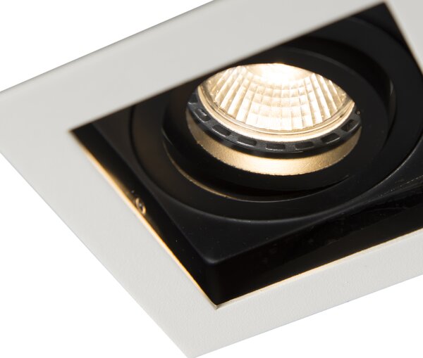 Set di 6 faretti da incasso moderni bianchi con nero regolabili - Carree