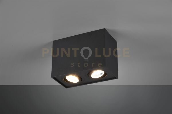 Biscuit cubo nero 2 spots orientabili l. 17,8 x 9,6cm h. 12,5cm att