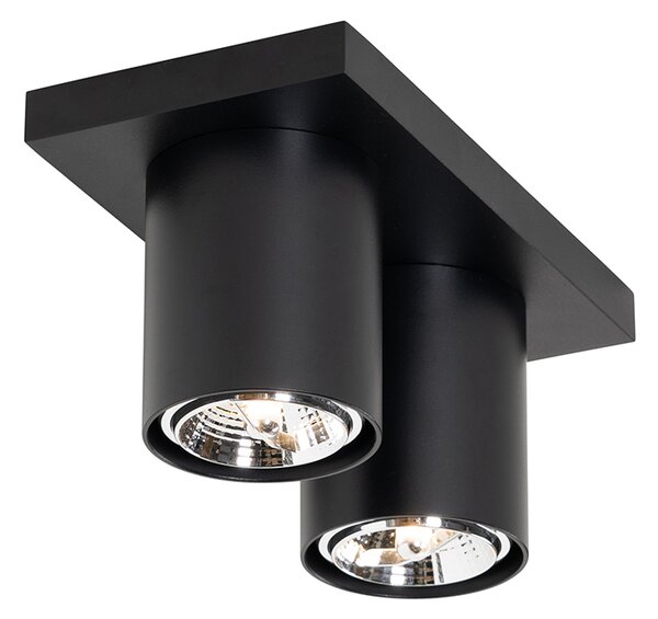 Faretto da soffitto moderno nero 2 luci - Tubo