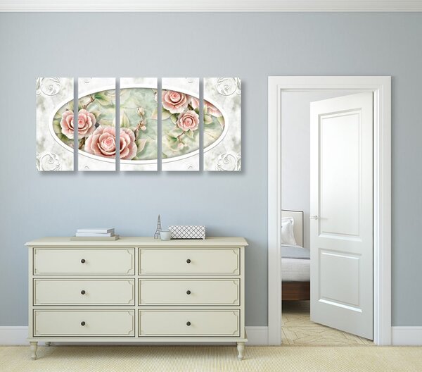 Quadri 5 pezzi – Rose di pietra