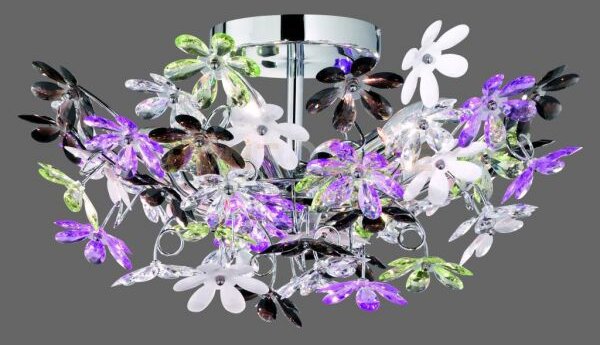 Flower plafoniera fiori acrilico trasparente e colorato 4 luci atta