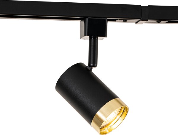 Sistema di illuminazione a binario moderno con 5 faretti nero oro 1 fase - Iconic Jeana