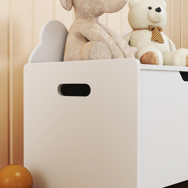 DecHome Baule Portagiochi in Legno a Forma di Orso e Capacit 20 kg 60x38x48 cm colore Bianco