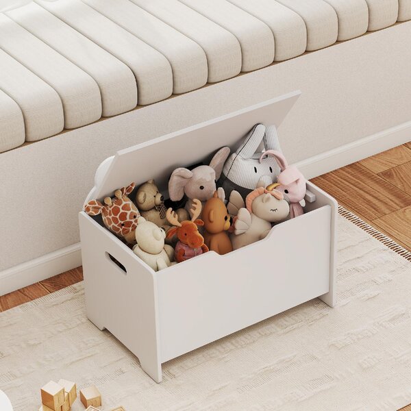 DecHome Baule Portagiochi in Legno a Forma di Orso e Capacit 20 kg 60x38x48 cm colore Bianco