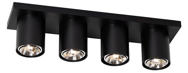 Faretto da soffitto moderno nero 4 luci - Tubo